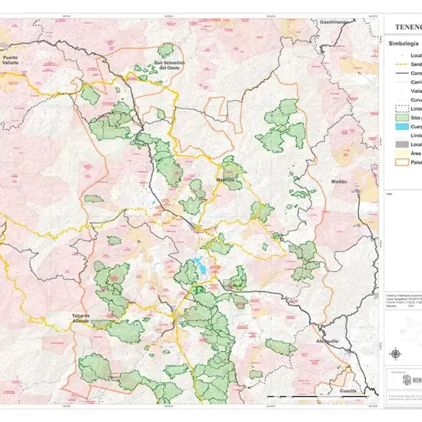 Mapa de tenenecia de la tierra en el municipio de Mascota, Jalisco