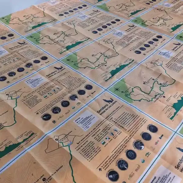 Mapa y materiales gráficos utilizados en el proyecto ecoturístico Mesa de Los Lobos
