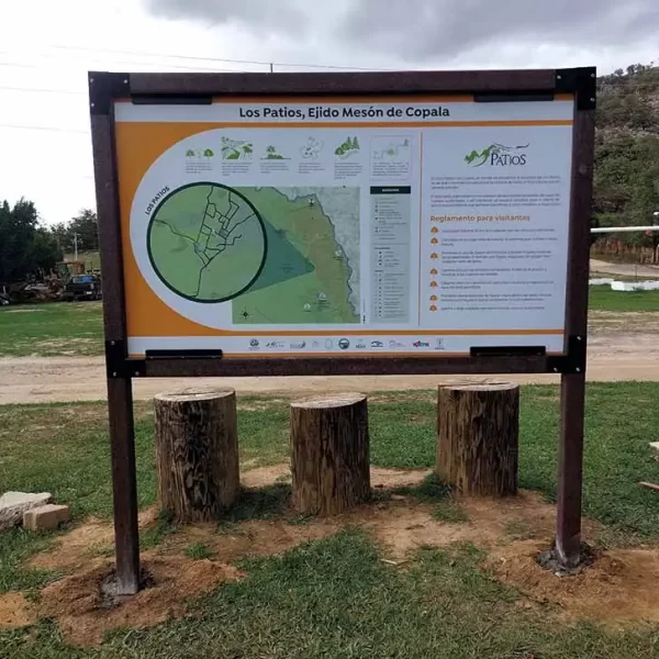 Mapa guía de señalización del sendero Los Patios-La Soledad de Ixcatán, Ejido Mesón de Copala.